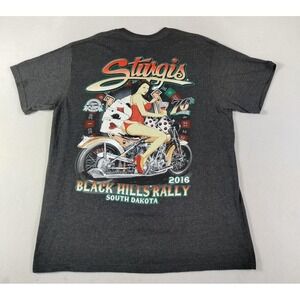 Sturgis Black Hills Rally Shirt Mens XL Gray SUNA 2016 Biker Casino Pin Up Bike